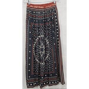 MKT Studio Womens Maxi Skirt Stars Black Red Boho Festival NWT French 34 | US XS